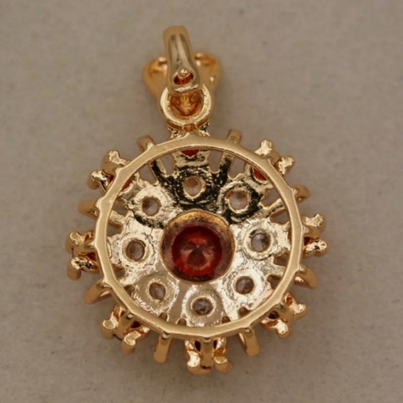 New simulated ruby cz gold filled pendant - Picture 7 of 9